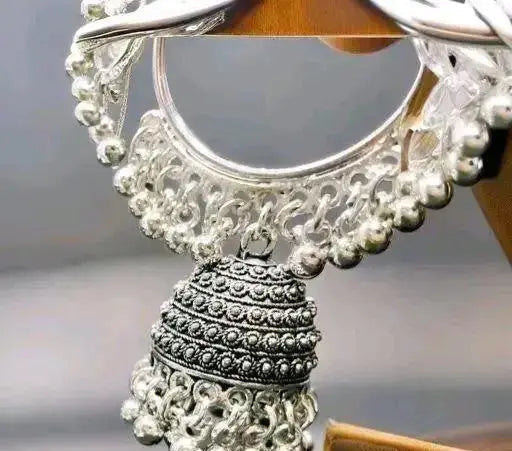 *Silver Plated Earrings | Traditional Bali Earrings | Latest Silver Chand Baliya Jhumka For Girls