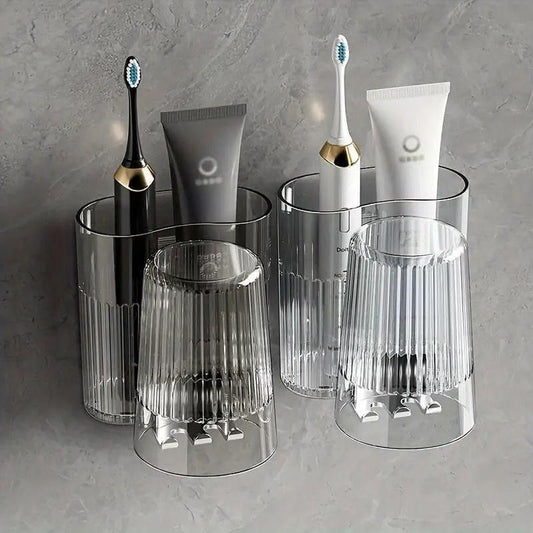 Elegant luxury toothbrush holder with four compartments for organized dental care items