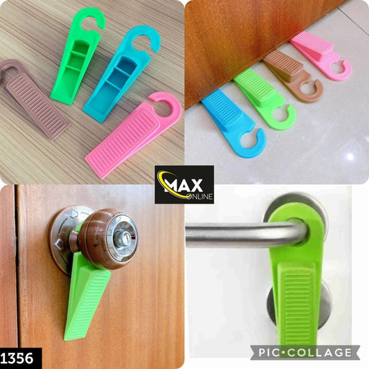 Colorful affordable door stoppers in pink, green, and brown for preventing door movement