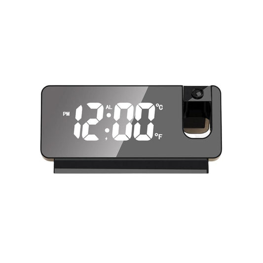 Sleek projector alarm clock with temperature display and large digital numbers for easy reading