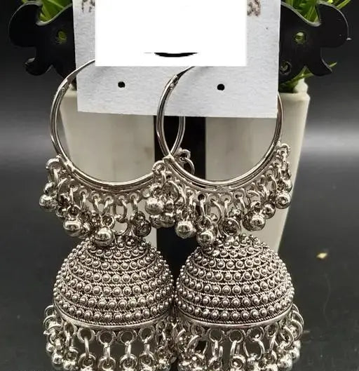 *Silver Plated Earrings | Traditional Bali Earrings | Latest Silver Chand Baliya Jhumka For Girls